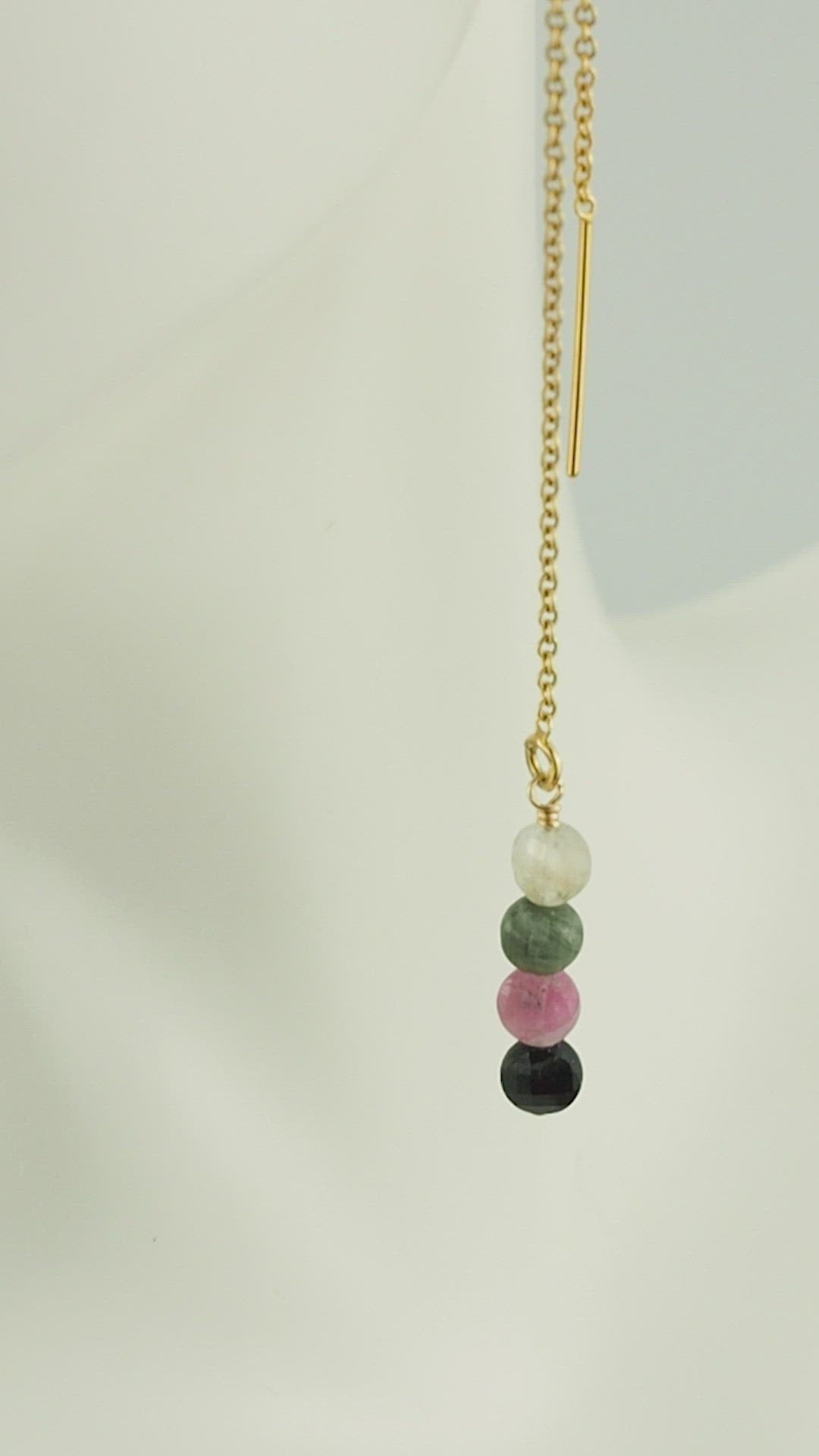 Watermelon Tourmaline Threader Earrings